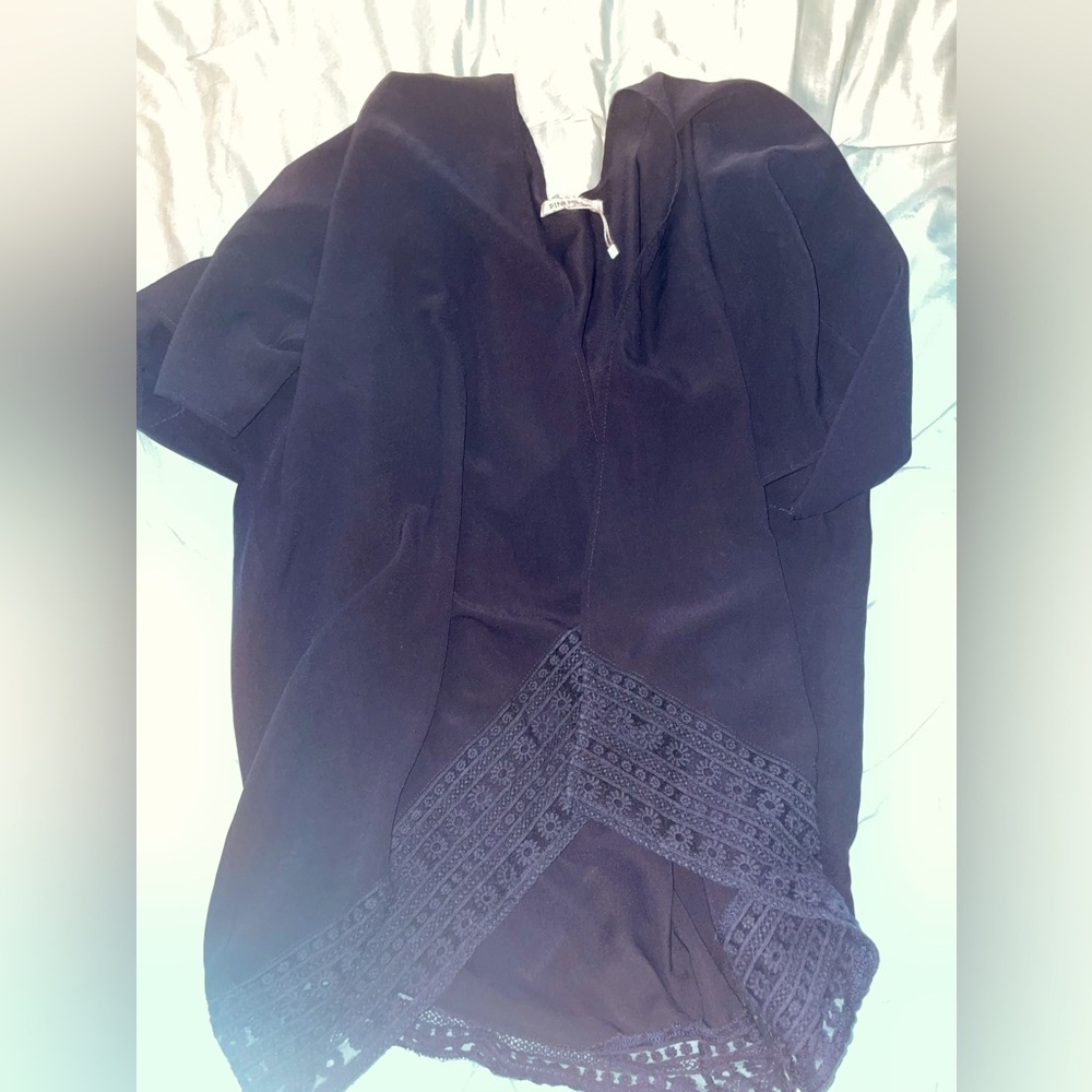 Navy Blue Lace edged kimono